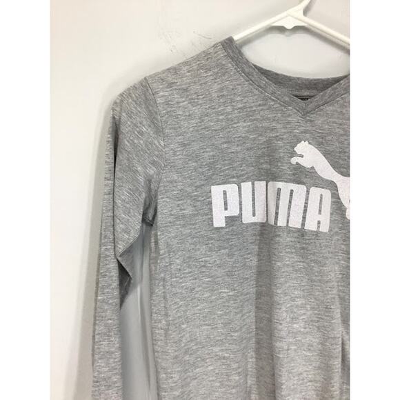 Puma Girl’s Heathered Gray Tie Waist Graphic T-Shirt Kid’s Youth Large 12-14 - Picture 5 of 8